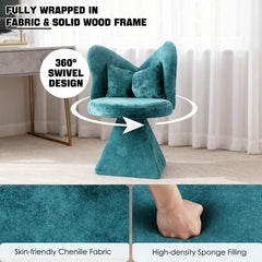 Vanity Chair with Butterfly Back,Swivel Accent Chair Dining Chairs,Makeup Stool for Bedroom Dressing Table,Suitable for Living Room,Dining Room,Study,Recreational Areas Blue