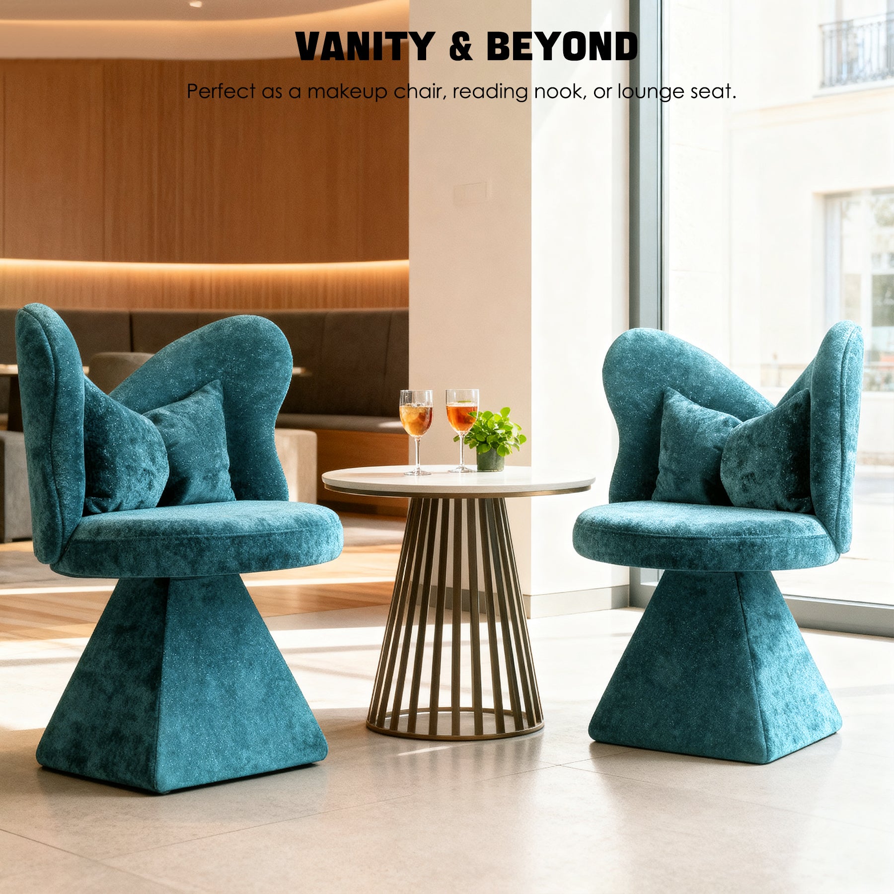 Vanity Chair with Butterfly Back,Swivel Accent Chair Dining Chairs,Makeup Stool for Bedroom Dressing Table,Suitable for Living Room,Dining Room,Study,Recreational Areas Blue