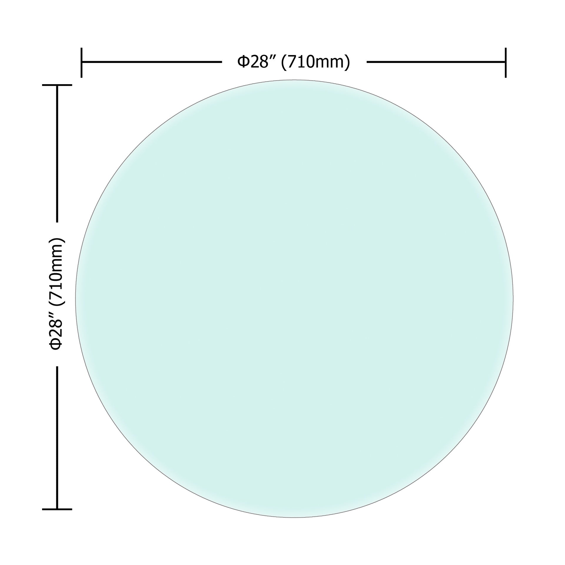 28" Inch Round Tempered Glass Table Top Clear Glass 2/5 Inch Thick Beveled Polished Edge