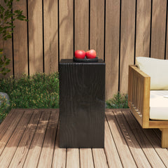 Wood-Look Square-Column MGO End Table,  H27.75",Wood-Like Distressed Finish, Mix with Different Heights, Indoor Outdoor Use,Black Color