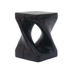 MGO Twist Shape Side Table, Wood-like texture, Black Color