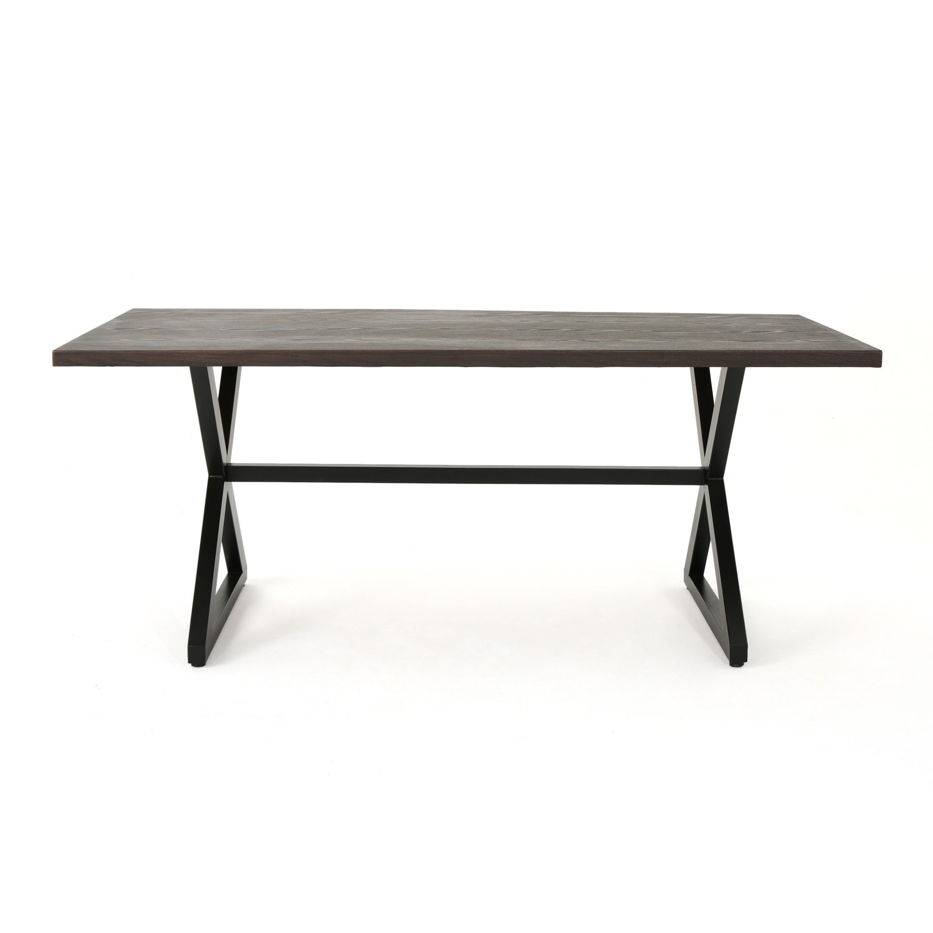 Rolando Outdoor Aluminum Dining Table with Steel Frame, Brown / Black