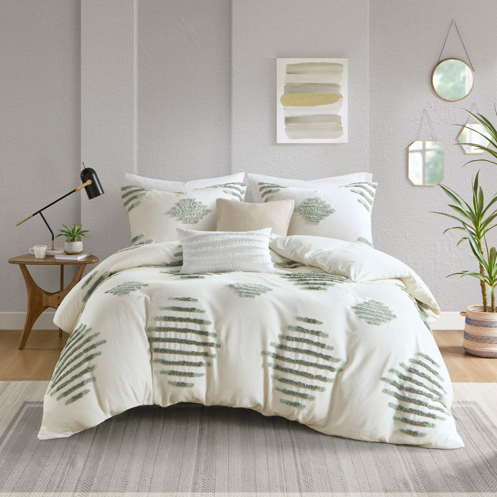 King/Cal King 3 Piece Cotton Blend Chenille Duvet Cover Set
