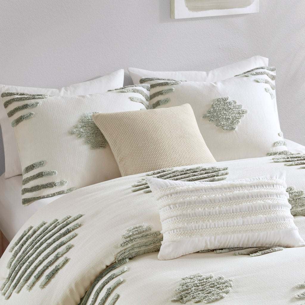 King/Cal King 3 Piece Cotton Blend Chenille Duvet Cover Set