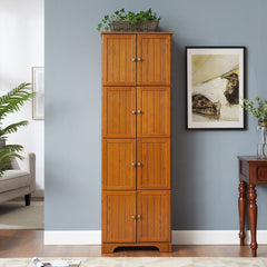 72.4" Tall Storage Cabinet Tall Storage Cabinet with 8 Doors and 4 Shelves ,Bookshelf Living Room, Kitchen, Dining Room, Office  Freestanding Storage Cabinet,OAK