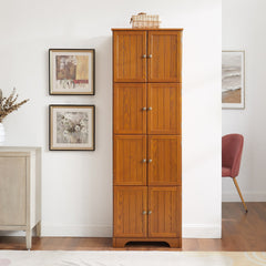 72.4" Tall Storage Cabinet Tall Storage Cabinet with 8 Doors and 4 Shelves ,Bookshelf Living Room, Kitchen, Dining Room, Office  Freestanding Storage Cabinet,OAK