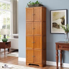 72.4" Tall Storage Cabinet Tall Storage Cabinet with 8 Doors and 4 Shelves ,Bookshelf Living Room, Kitchen, Dining Room, Office  Freestanding Storage Cabinet,OAK