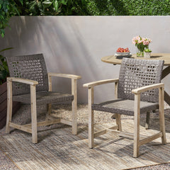 HAMPTON WOOD AND WICKER DINING CHAIR( SET OF 2 )