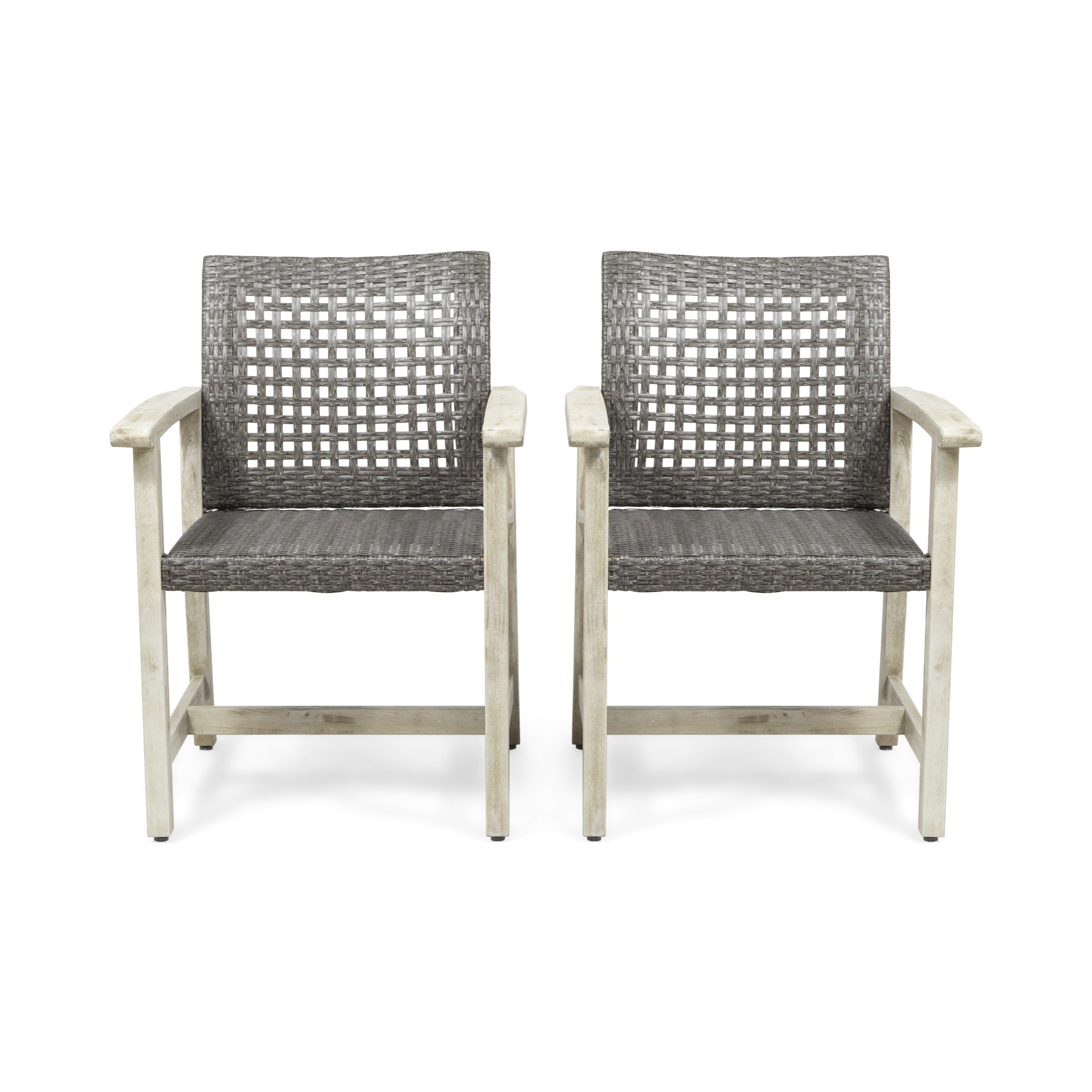 HAMPTON WOOD AND WICKER DINING CHAIR( SET OF 2 )