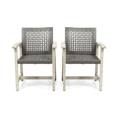 HAMPTON WOOD AND WICKER DINING CHAIR( SET OF 2 )