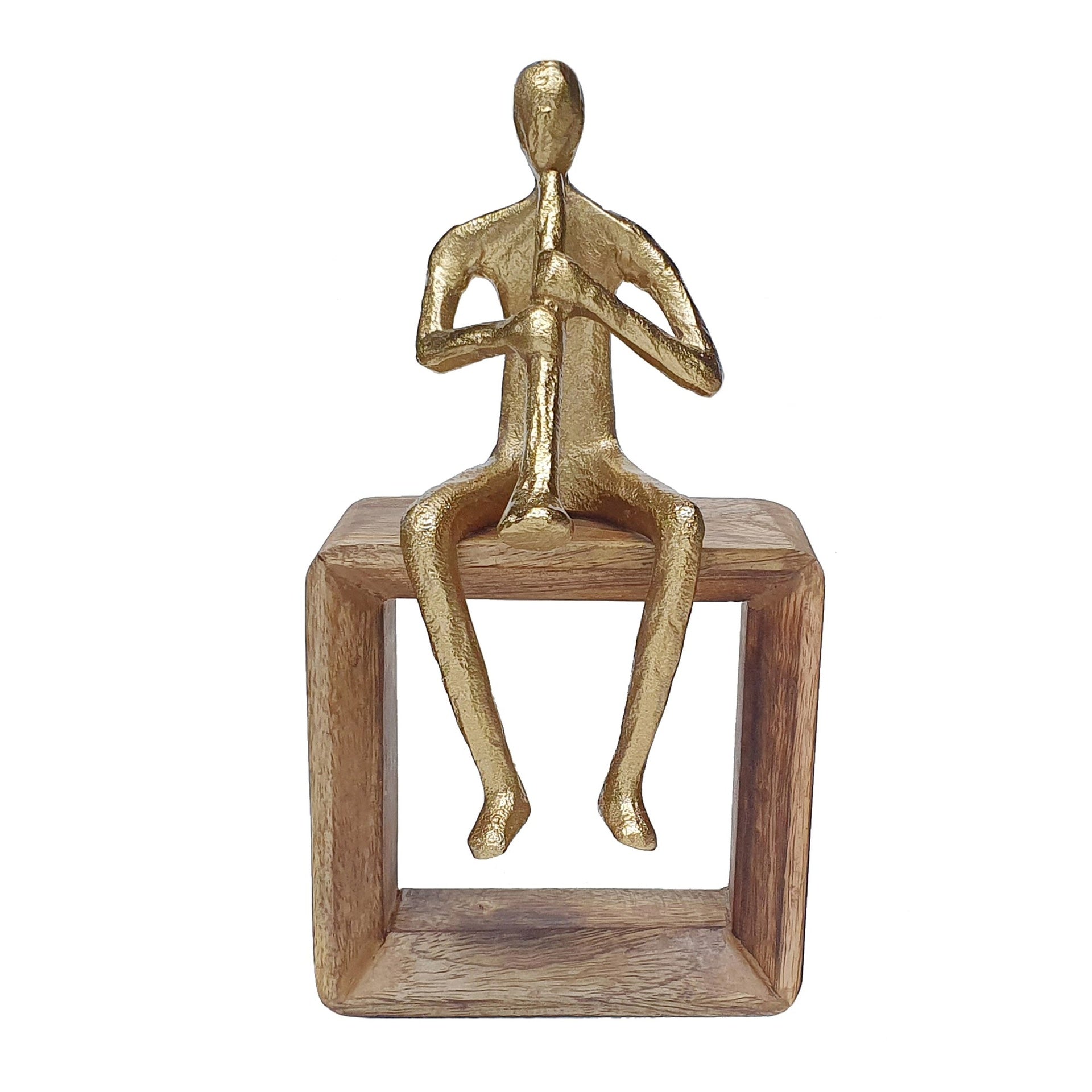 5.2x3.5x9.7" Musician Figure with Mango Wood Base