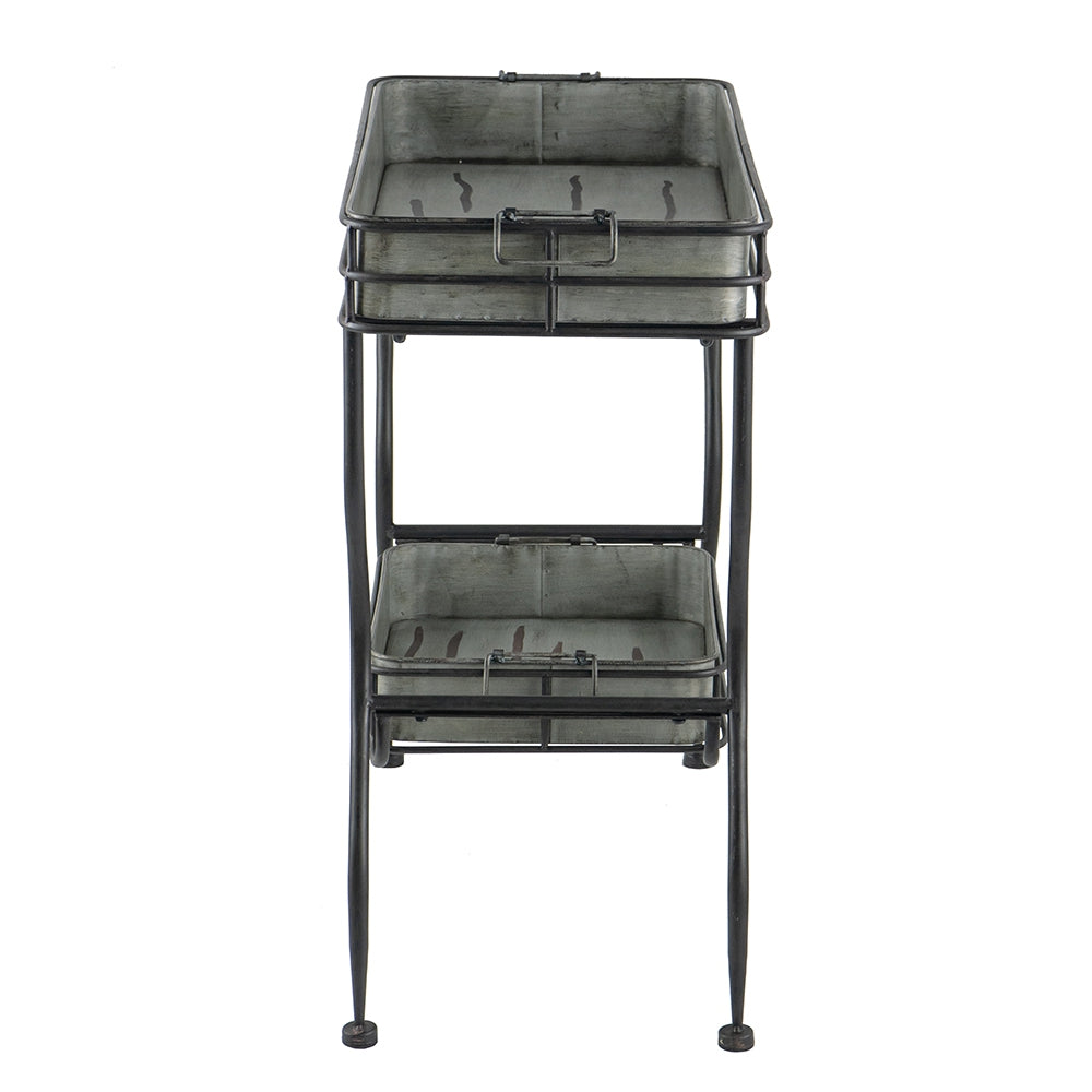 32x15x31" Maggie Galvanized Tray Table Accent Table