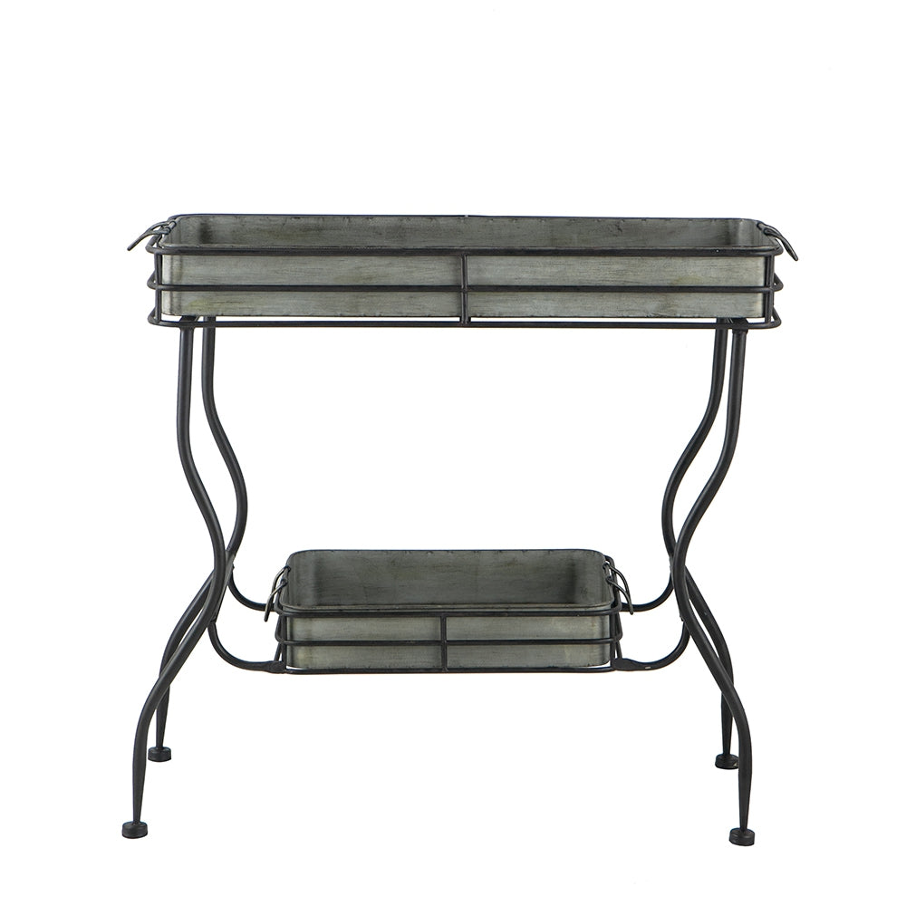 32x15x31" Maggie Galvanized Tray Table Accent Table