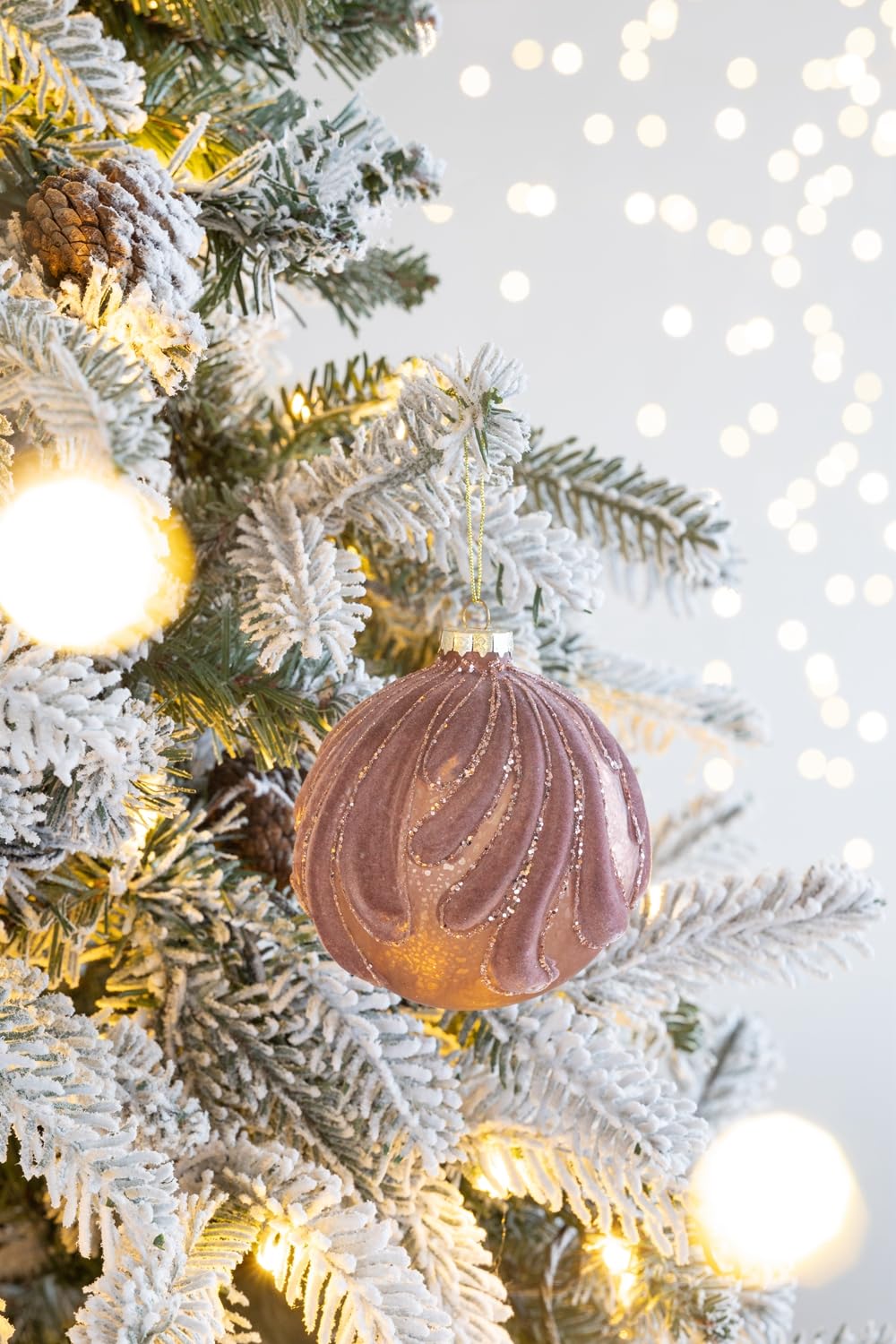 D3.9" Christmas Ball Ornaments, Glass Decorative Hanging Ball Christmas Tree Ornaments for Holiday Party Decorations, Set of 6