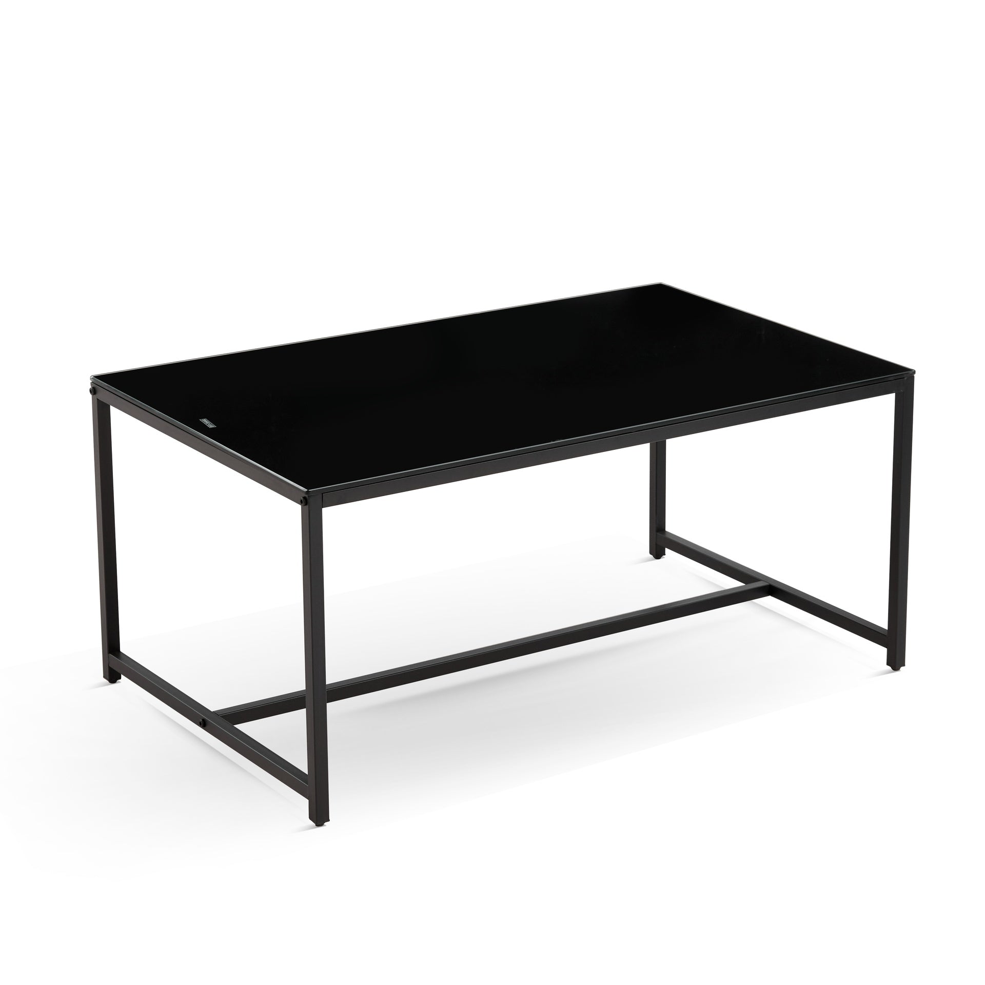 Black Glass CoffeeTable, Small Tea Table, Glass with Metal Legs Sofa Table