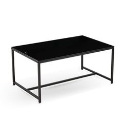 Black Glass CoffeeTable, Small Tea Table, Glass with Metal Legs Sofa Table