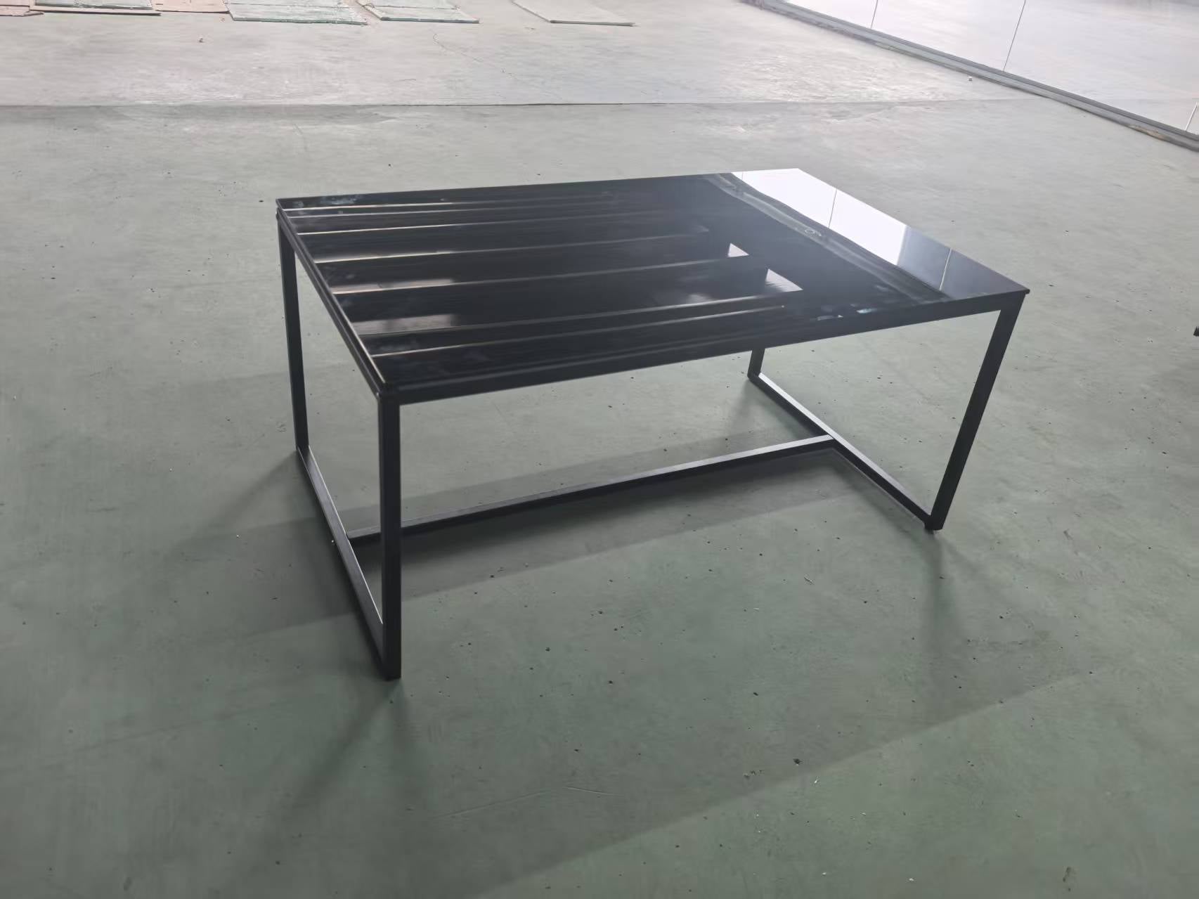 Black Glass CoffeeTable, Small Tea Table, Glass with Metal Legs Sofa Table