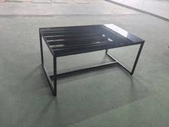 Black Glass CoffeeTable, Small Tea Table, Glass with Metal Legs Sofa Table