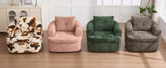 360° Swivel Sofa Chair Accent Barrel Chair 36.6" Swivel Round Chair with Dual-layer Cushion Design for Living Room, Bedroom, Office and Hotel, Green