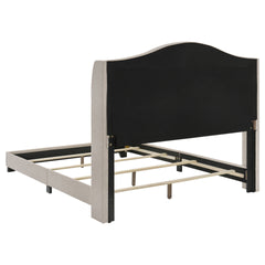 Copper Beige Upholstered Queen Wingback Bed