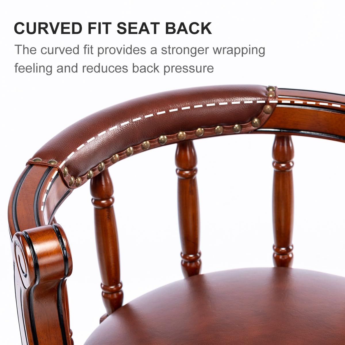 Cow top Leather Wooden Bar Stools, 360 Degree Swivel Bar Chair with Backs,Bar height Couner Height Barstools  for Home Kitchen Dining Room and Bar Room(Brown 1pc)