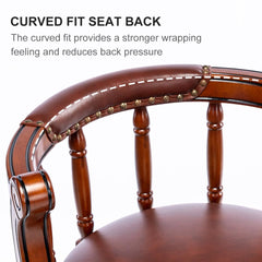 Cow top Leather Wooden Bar Stools, 360 Degree Swivel Bar Chair with Backs,Bar height Couner Height Barstools  for Home Kitchen Dining Room and Bar Room(Brown 1pc)
