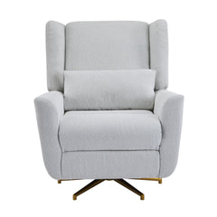 Power Recliner Chair Swivel,Upholstered 360° Swivel Recliner with gold 5 star base-light grey
