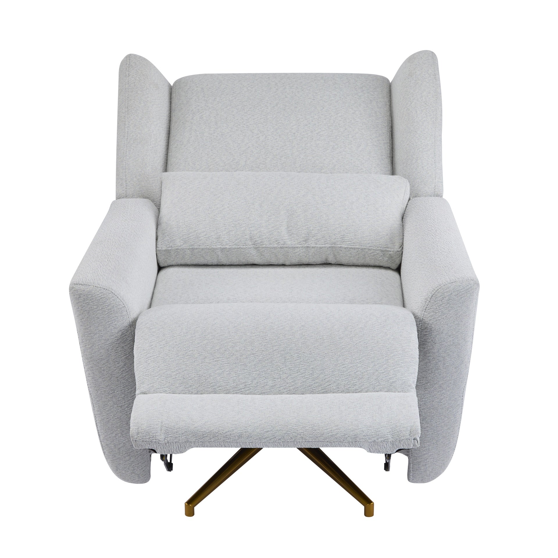 Power Recliner Chair Swivel,Upholstered 360° Swivel Recliner with gold 5 star base-light grey
