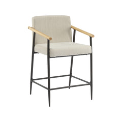 Counter Stool with iron frame-Set of 2-Espresso+Beige