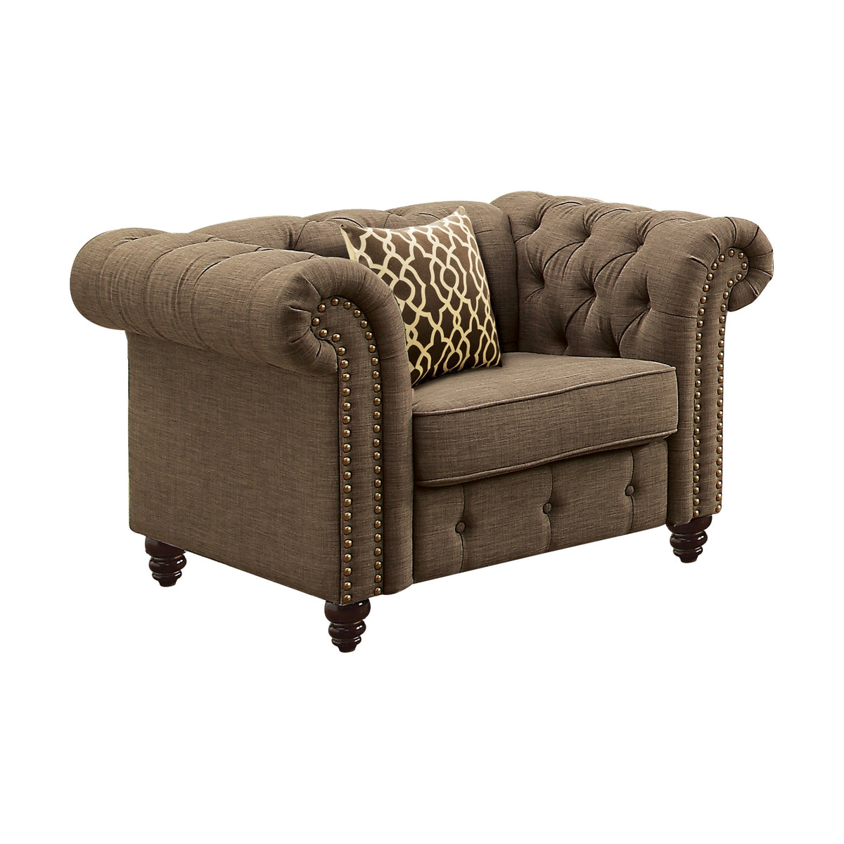 Aurelia Brown Linen Chair W/Pillow