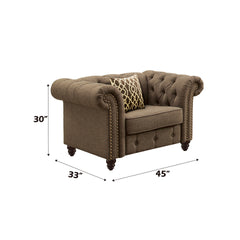 Aurelia Brown Linen Chair W/Pillow