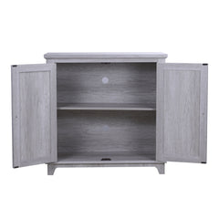Elegant sideboard with 2 acrylic mirrored doors Sideboard and Buffet with Storage, Hollow-Carved Accent Cabinet gray laminates and MDF substrate, spacious space adjustable shelf, living room, kitchen