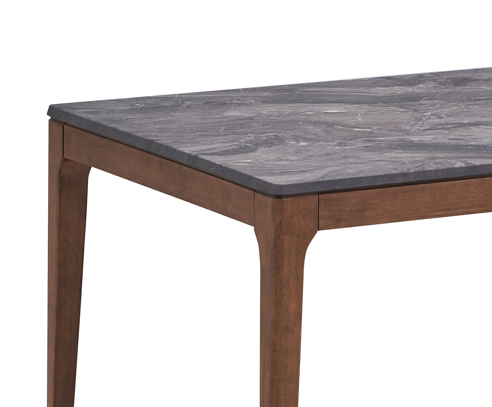 Bevis  Engineered Stone Top & Walnut Finish Dining Table