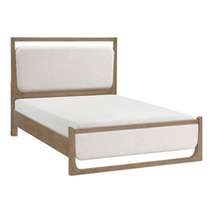 1pc Modern Light Brown Finish Upholstered LED Bed Queen Size Stunning Design Wooden Bedroom Furniture