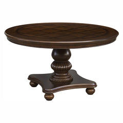 Traditional Dining Table 1pc Brown Cherry Finish Pedestal Base Round Table Dining Room Furniture