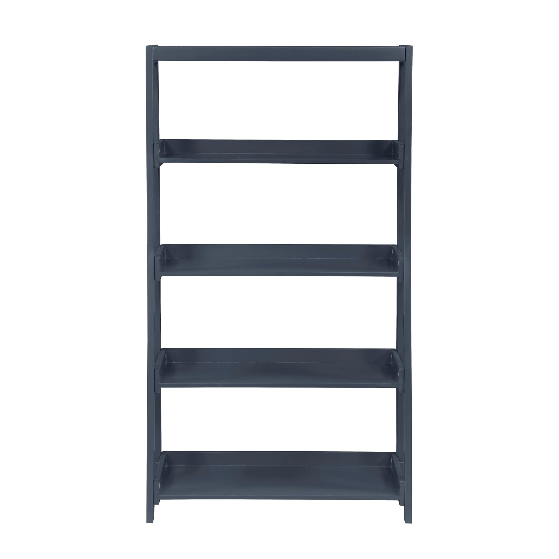 Modern Traditional Bookcase 4-Shelves Sleek Blue Finish Wooden Furniture 1pc Display Rack
