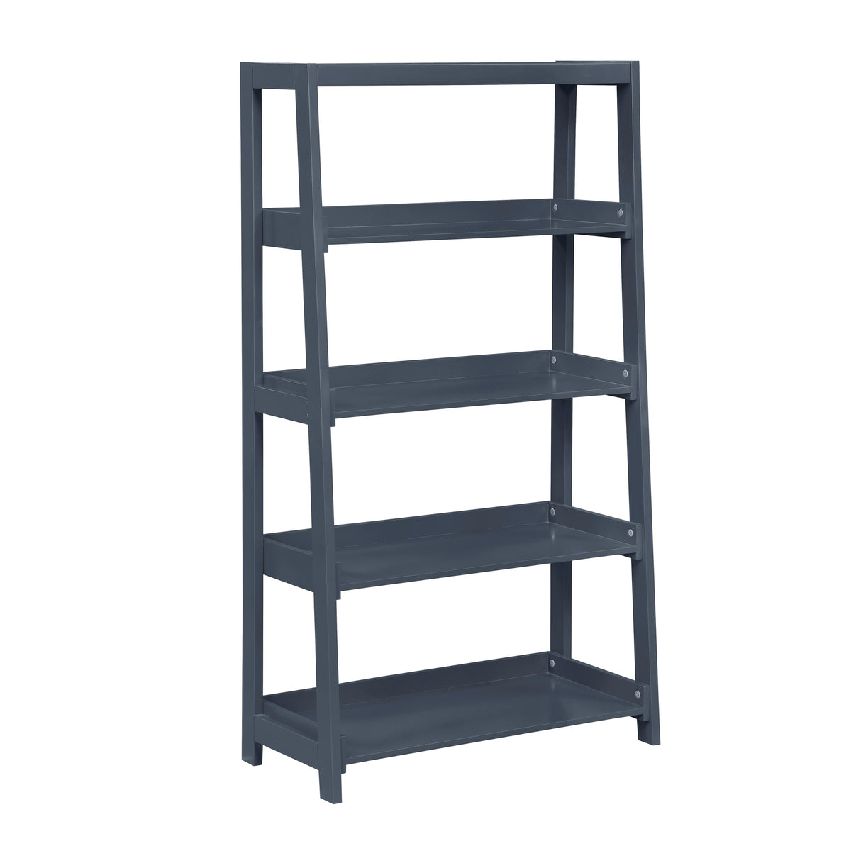 Modern Traditional Bookcase 4-Shelves Sleek Blue Finish Wooden Furniture 1pc Display Rack