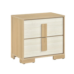 Contemporary Natural and White Finish 2-Drawer Storage Nightstand Wooden Bedroom Furniture 1pc