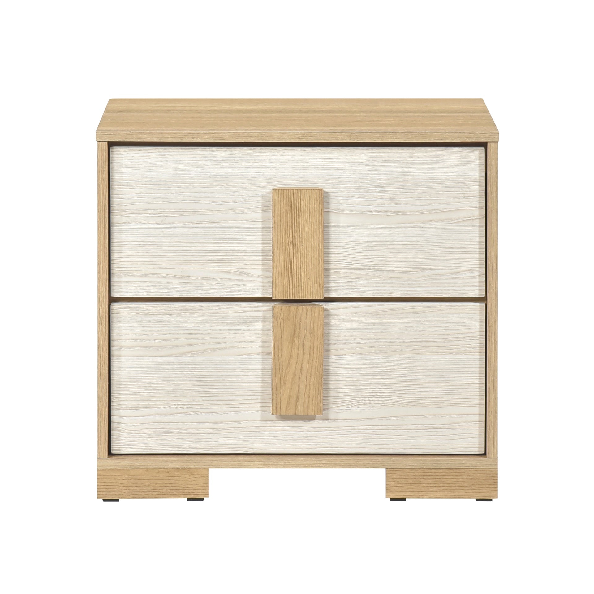 Contemporary Natural and White Finish 2-Drawer Storage Nightstand Wooden Bedroom Furniture 1pc
