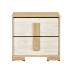 Contemporary Natural and White Finish 2-Drawer Storage Nightstand Wooden Bedroom Furniture 1pc