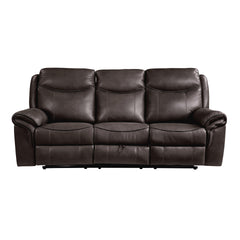 Dark Brown 1pc Double Reclining Sofa w/ Drop Down Cup Holders, Power Outlets USB Ports Hidden Drawer Faux Leather Upholstery Comfortable Sofa Living Room Furniture