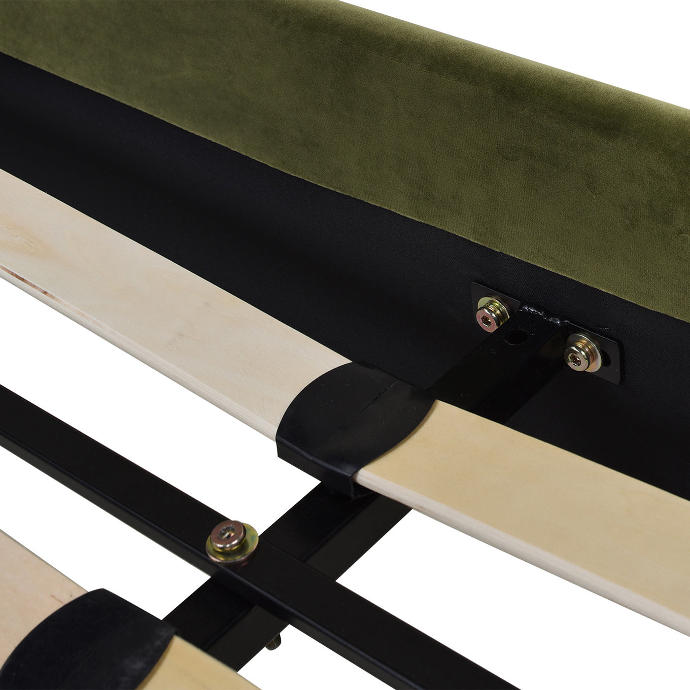 Aspen Vertical Tufted Modern Headboard Platform Bed Set, Queen, Olive Green Performance Velvet