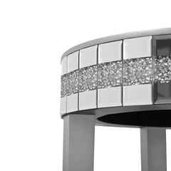 Round Side End Table, Round Accent Tablewith Bling Crushed Diamond Edge Frame,Nightstand for Small Spaces, Bedroom,Coffee, Entryway,9.7" Diameter x 28.33"