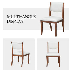 Walnut Finish Upholstered Dining Chairs Set of 2 - Traditional Elegant Fabric Side Chairs with Curved Lines, Solid Hardwood Frame