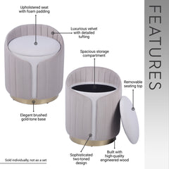 Two-Toned Ottoman with Storage or Vanity Stool, Taupe