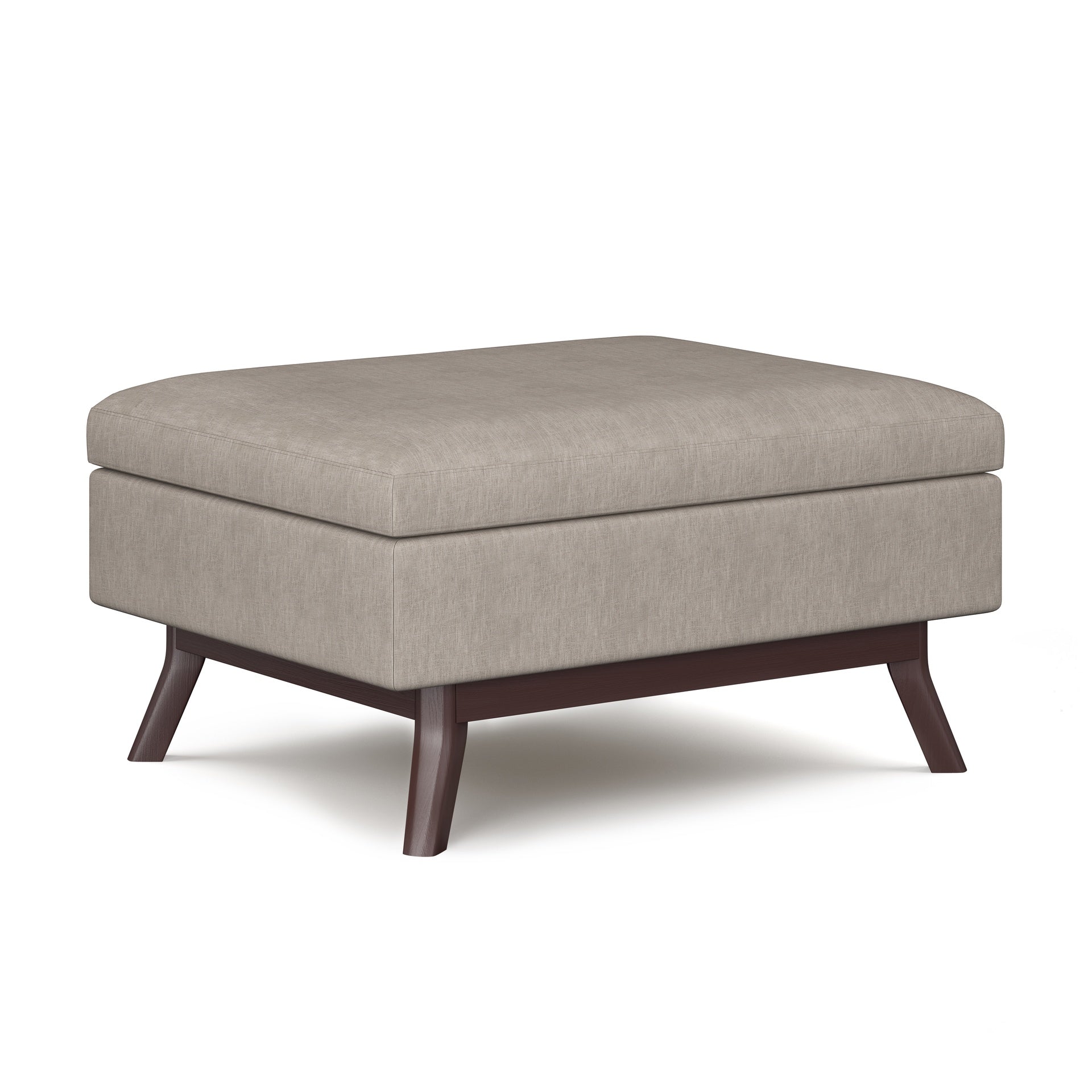 Owen 34 inch Wide Coffee Table Storage Ottoman in Natural Linen Look Fabric