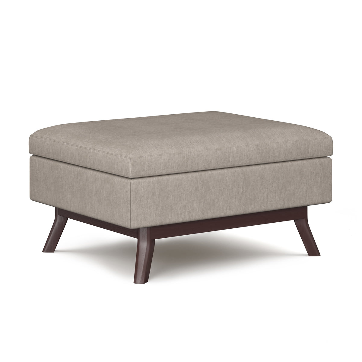 Owen 34 inch Wide Coffee Table Storage Ottoman in Natural Linen Look Fabric