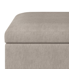 Owen 34 inch Wide Coffee Table Storage Ottoman in Natural Linen Look Fabric