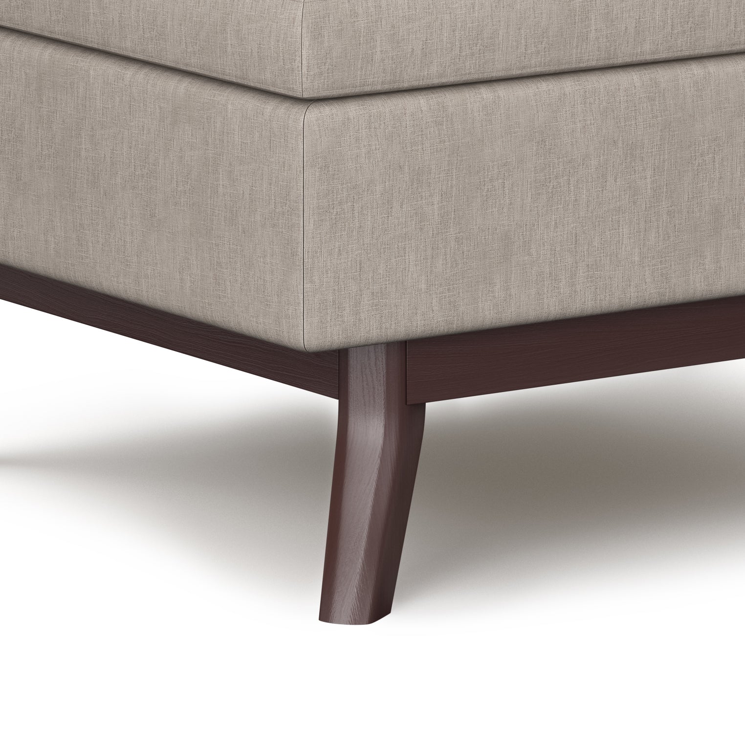 Owen 34 inch Wide Coffee Table Storage Ottoman in Natural Linen Look Fabric