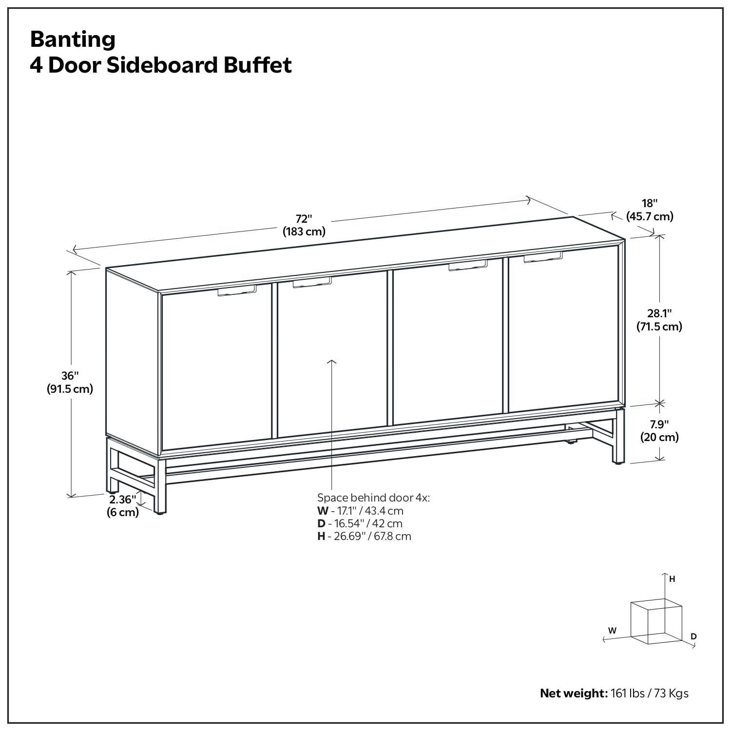 Banting 4 Door Sideboard Buffet